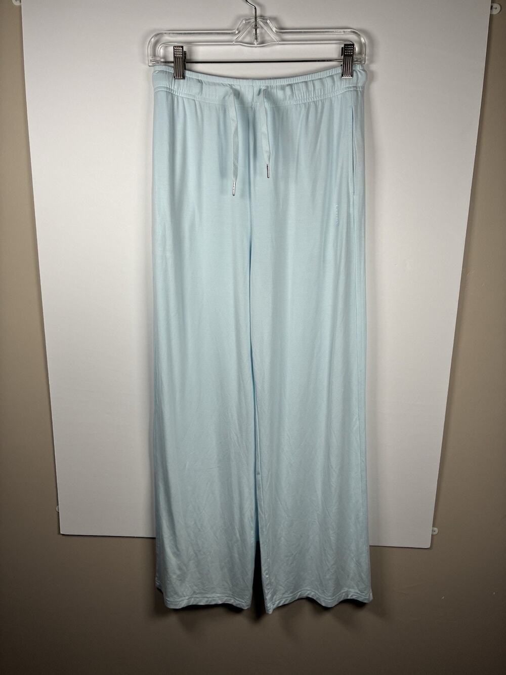 Comfrt S Baby Blue Wide Leg Lounge Pants NWOT Drawstring Soft Pockets Pastel